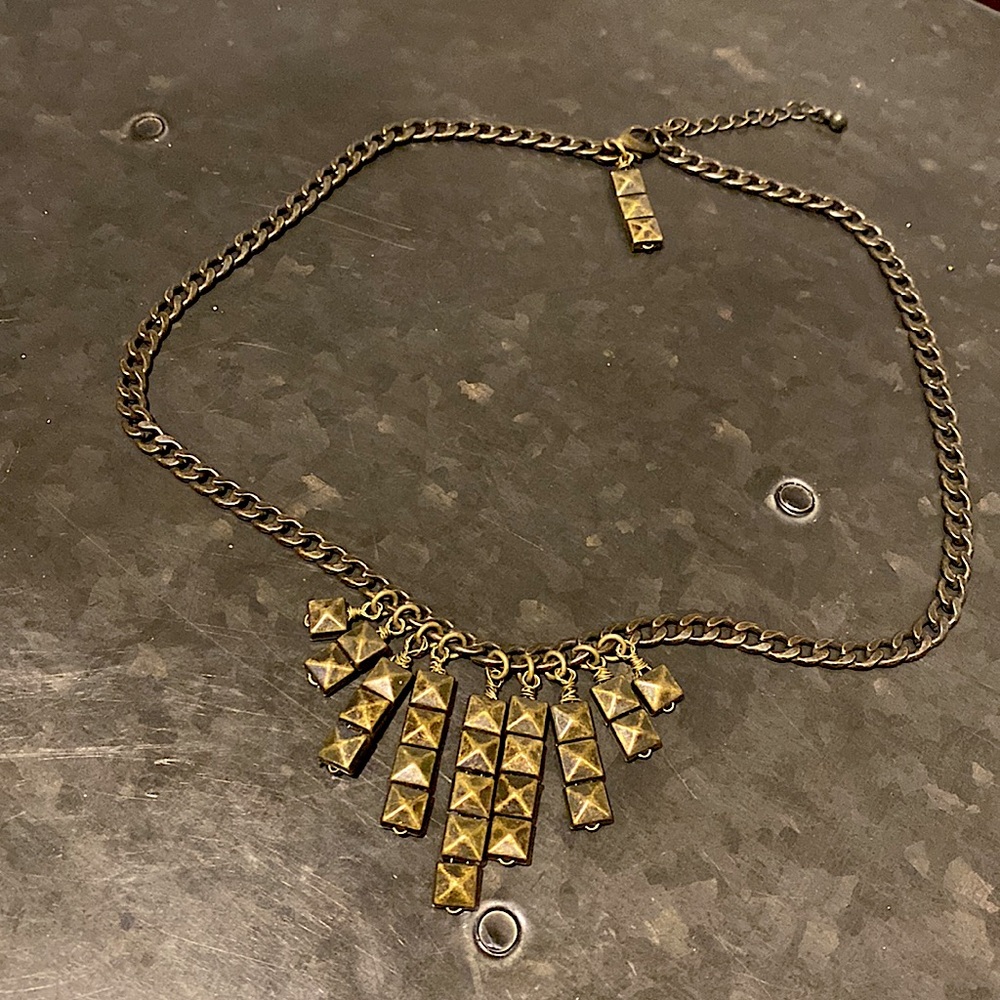 Bronze Pyramid Stud Statement Necklace - image 5